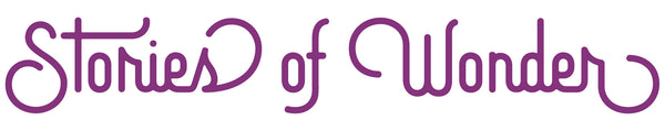 Logo with 'Stories of Wonder' text in purple on a white background