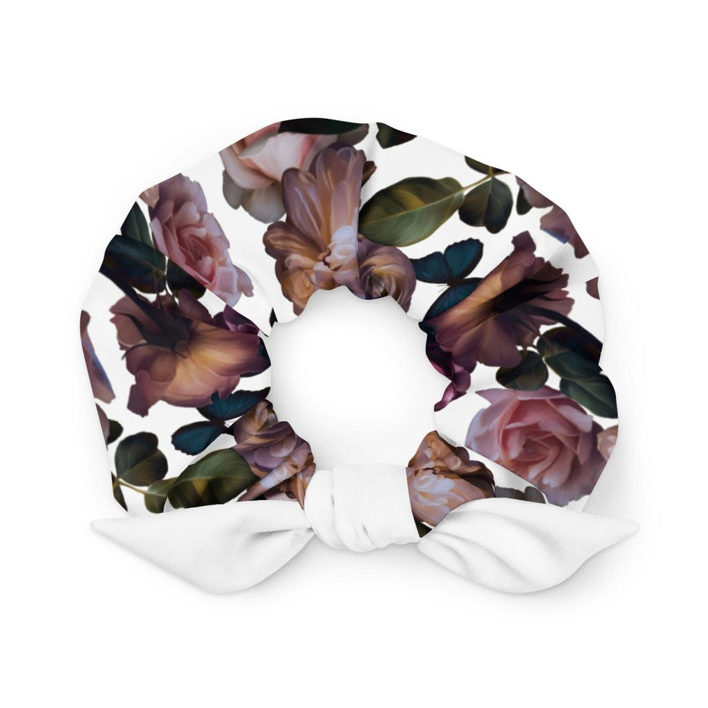 Floral headband with a white bow on a white background