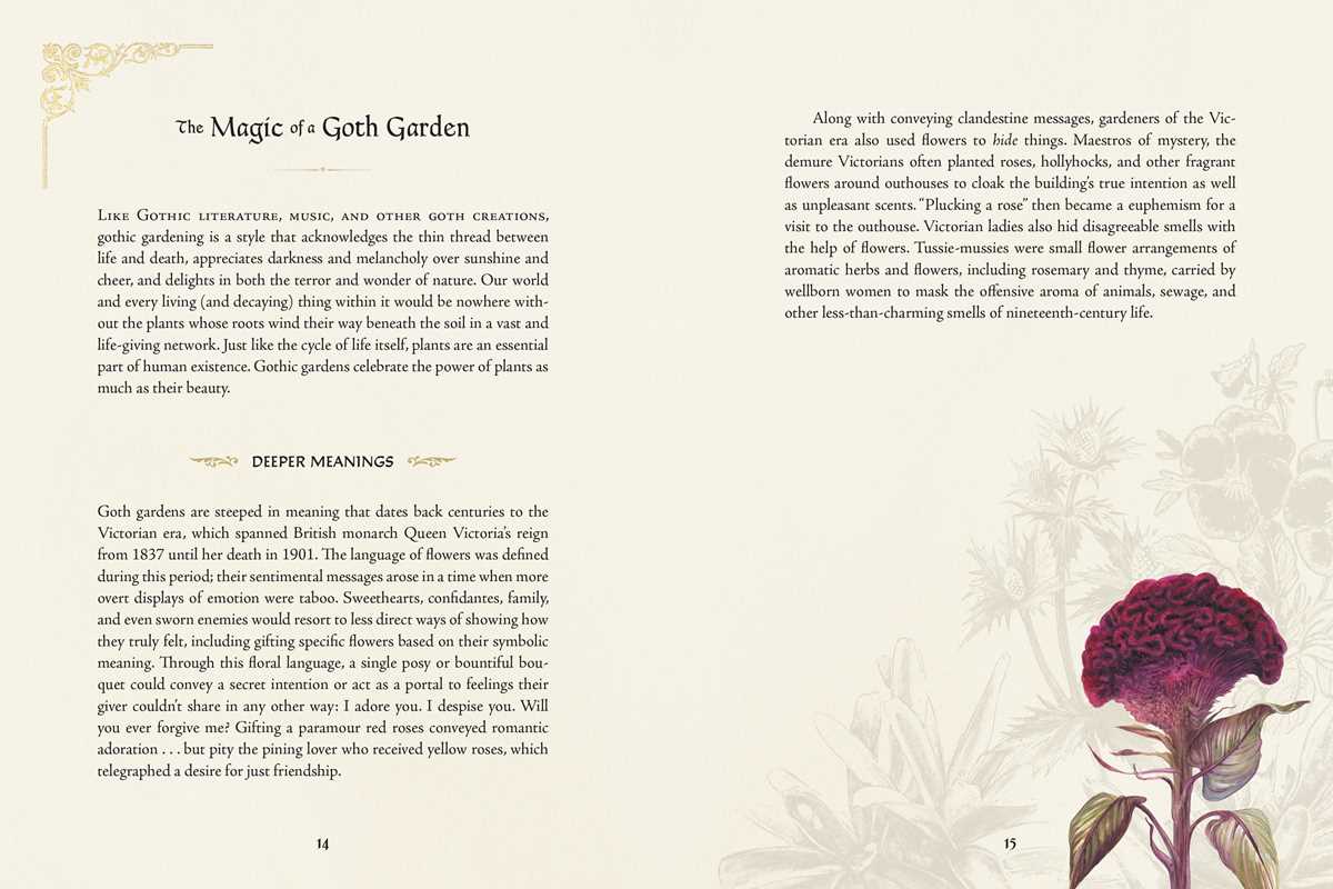 Book page with text and a decorative flower illustration on a floral background