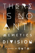 Book cover of 'There Is No Antimemetics Division' with a dark cube and forest background.